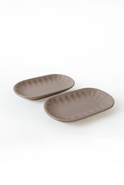 Hermia Juego de platos de gres cerámico Beige 2 piezas de 22 x 13 cm